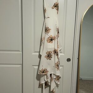 White Floral High-Low Maxi Dress